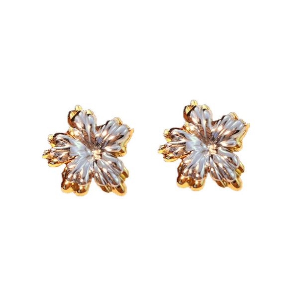 Flowershaped Titanium Steel Earrings Gold And Silver Twocolor Electroplated Stainless Steel Jewelry Couple Style