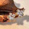 Flowershaped Titanium Steel Earrings Gold And Silver Twocolor Electroplated Stainless Steel Jewelry Couple Style