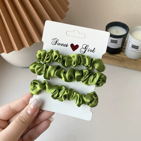 Fluorescent Color Cloth Scrunchie Hair Ring Natural Style Elastic Hair Tie For Girls Spring Summer All Match Hair Accessory