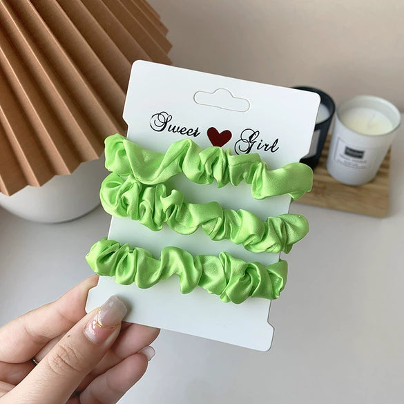 Fluorescent Color Cloth Scrunchie Hair Ring Natural Style Elastic Hair Tie For Girls Spring Summer All Match Hair Accessory