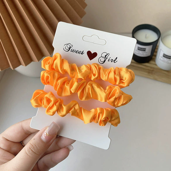 Fluorescent Color Cloth Scrunchie Hair Ring Natural Style Elastic Hair Tie For Girls Spring Summer All Match Hair Accessory