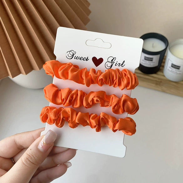 Fluorescent Color Cloth Scrunchie Hair Ring Natural Style Elastic Hair Tie For Girls Spring Summer All Match Hair Accessory