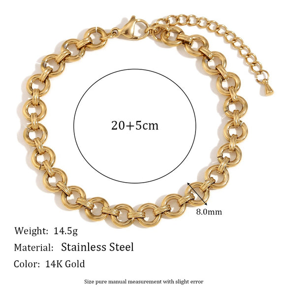 Foot Accessories Stainless Steel 14K Gold Plated Geometric Round Chain Anklet For Women