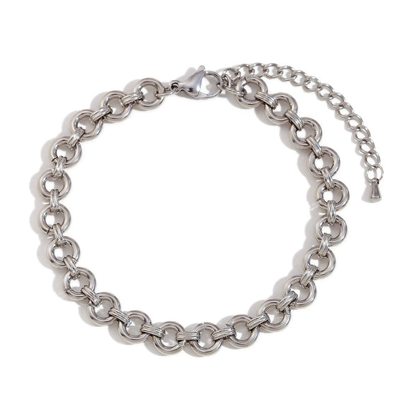 Foot Accessories Stainless Steel 14K Gold Plated Geometric Round Chain Anklet For Women