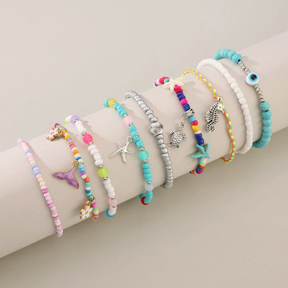 Foot Chain Plastic Resin Animal Zodiac Style Bohemian Vacation Soft Pottery Pendant Multilayer Elastic