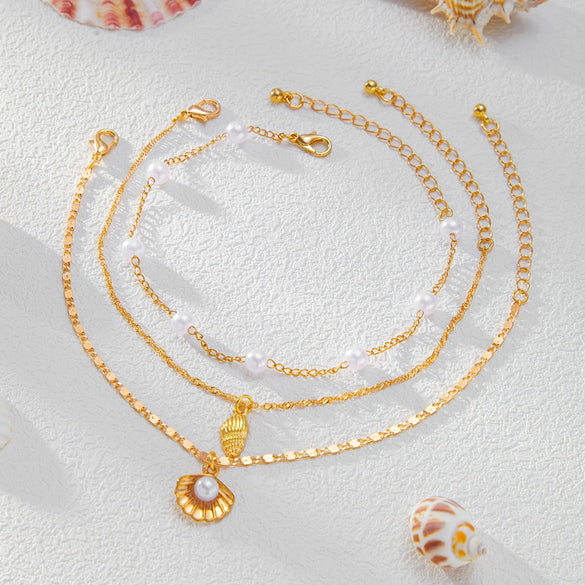 Foot Decoration Metal Alloy Imitation Pearl Chain With Animal Zodiac Pattern For Women