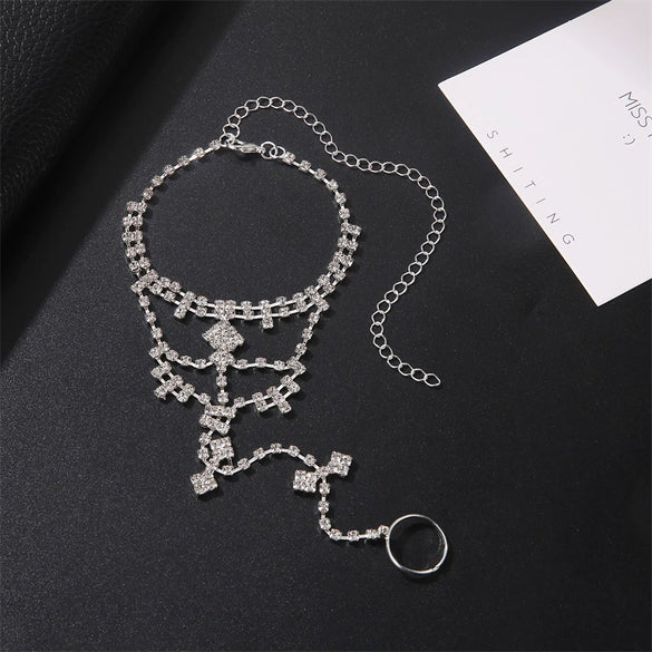 Foot Fashion Crystal Tassel Toe Anklet Geometric Alloy Inlaid Artificial Gemstones And Semiprecious Stones Women's