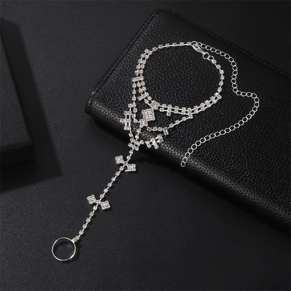 Foot Fashion Crystal Tassel Toe Anklet Geometric Alloy Inlaid Artificial Gemstones And Semiprecious Stones Women's