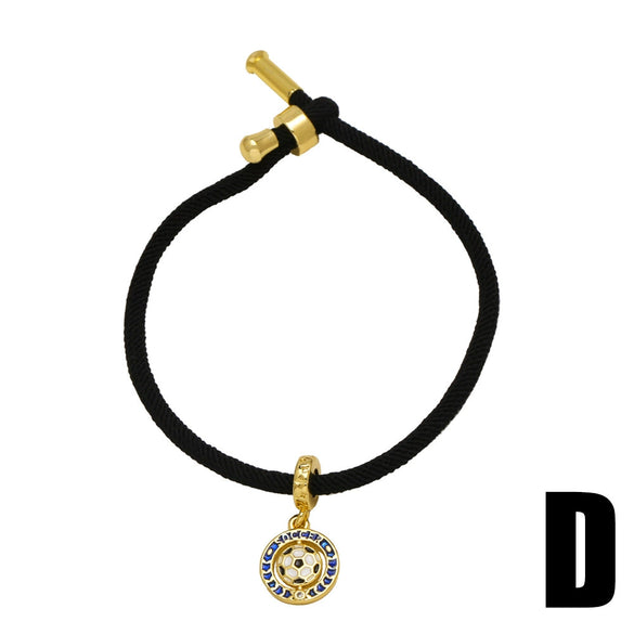 Football Pendant Adjustable Bracelet Copper Gold Plated Minimalist Geometric Style