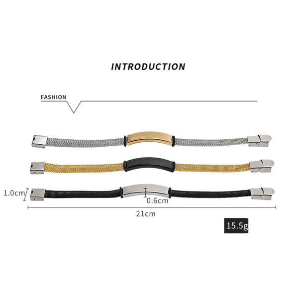 Foreign Trade Men'S Business Stainless Steel Bracelet Couple DIY Gift Engraving Bracelets Personalized Bracelet