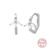 Fourclaw Small Diamond S925 Sterling Silver Basic Earring Inlaid With Zircon In Bread Pattern Geometric Style Electroplated For Women