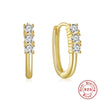 Fourclaw Small Diamond S925 Sterling Silver Basic Earring Inlaid With Zircon In Bread Pattern Geometric Style Electroplated For Women