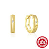 Fourclaw Small Diamond S925 Sterling Silver Basic Earring Inlaid With Zircon In Bread Pattern Geometric Style Electroplated For Women