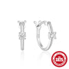 Fourclaw Small Diamond S925 Sterling Silver Basic Earring Inlaid With Zircon In Bread Pattern Geometric Style Electroplated For Women