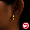 Fourclaw Small Diamond S925 Sterling Silver Basic Earring Inlaid With Zircon In Bread Pattern Geometric Style Electroplated For Women
