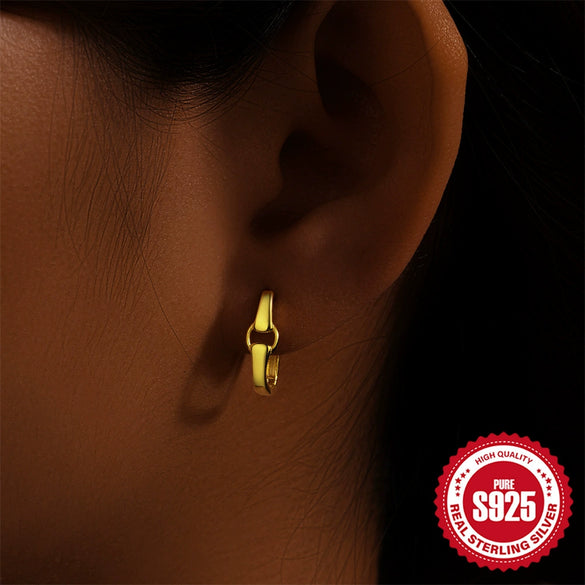 Fourclaw Small Diamond S925 Sterling Silver Basic Earring Inlaid With Zircon In Bread Pattern Geometric Style Electroplated For Women