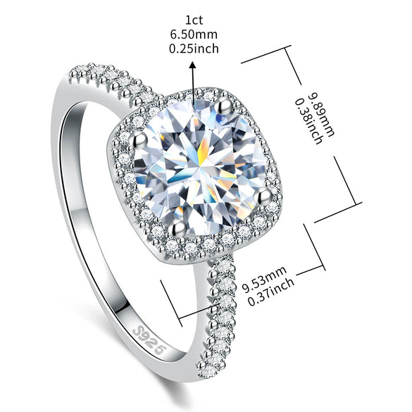 Fourclaw Square Geometric Fashion Silver Waiting Ring For Women With Electroplating S925 Silver Plated Pt950 Gold