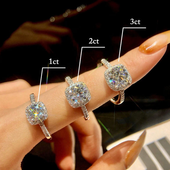 Fourclaw Square Geometric Fashion Silver Waiting Ring For Women With Electroplating S925 Silver Plated Pt950 Gold