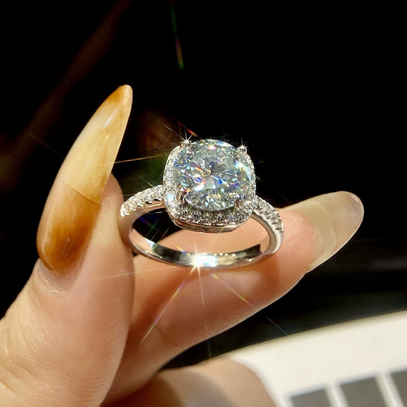 Fourclaw Square Geometric Fashion Silver Waiting Ring For Women With Electroplating S925 Silver Plated Pt950 Gold