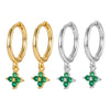 Fourleaf Clover Earrings 925 Silver Geometric Style Inlaid With Zircon Electroplated For Women