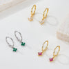 Fourleaf Clover Earrings 925 Silver Geometric Style Inlaid With Zircon Electroplated For Women