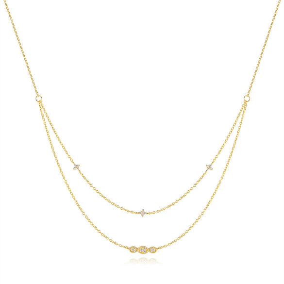 Fourleaf Clover Geometric Oval Shape S925 Sterling Silver Simple Style Necklace With Electroplating