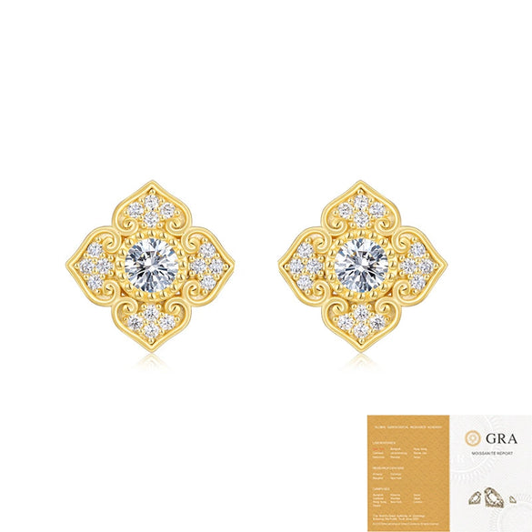 Fourleaf Clover Moissanite 925 Sterling Silver Earrings For Female