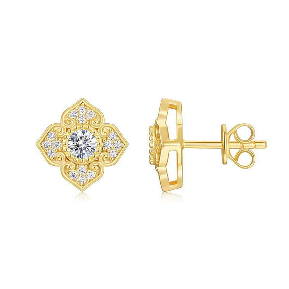 Fourleaf Clover Moissanite 925 Sterling Silver Earrings For Female