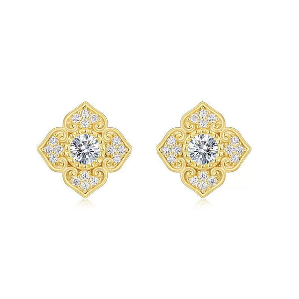 Fourleaf Clover Moissanite 925 Sterling Silver Earrings For Female