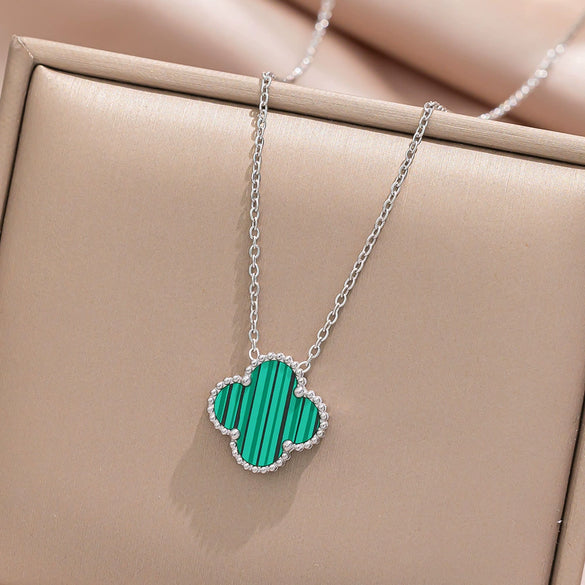 Fourleaf Clover Titanium Steel Necklace Bracelet Earrings Threepiece Set Light Luxury Style O Word Chain Electroplated In Vacuum Furnace