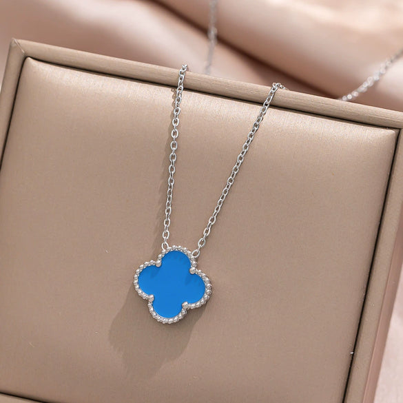 Fourleaf Clover Titanium Steel Necklace Bracelet Earrings Threepiece Set Light Luxury Style O Word Chain Electroplated In Vacuum Furnace