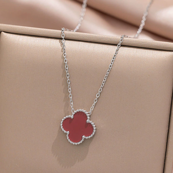 Fourleaf Clover Titanium Steel Necklace Bracelet Earrings Threepiece Set Light Luxury Style O Word Chain Electroplated In Vacuum Furnace