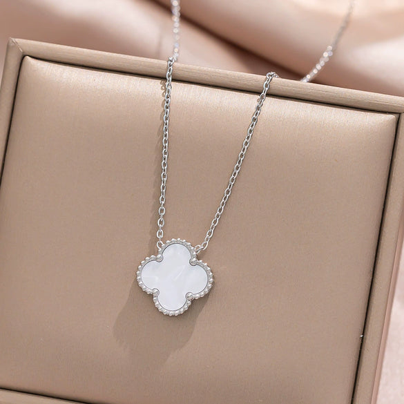 Fourleaf Clover Titanium Steel Necklace Bracelet Earrings Threepiece Set Light Luxury Style O Word Chain Electroplated In Vacuum Furnace