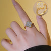Fourleaf Clover Unisex Ring Copper Goldplated With Geometric Design And Diamond Processing