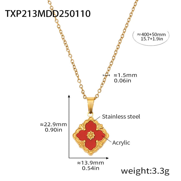 Fourleaf Flower Light Luxury Titanium Steel Bracelet Necklace Earrings Suit With Cnc 18K Real Gold Plated Craft