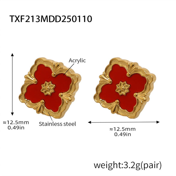 Fourleaf Flower Light Luxury Titanium Steel Bracelet Necklace Earrings Suit With Cnc 18K Real Gold Plated Craft