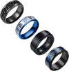 Fourpiece Jewelry Set Stainless Steel Rotating Decompression Rings Geometric Electroplated Unisex