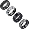 Fourpiece Jewelry Set Stainless Steel Rotating Decompression Rings Geometric Electroplated Unisex