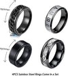 Fourpiece Jewelry Set Stainless Steel Rotating Decompression Rings Geometric Electroplated Unisex
