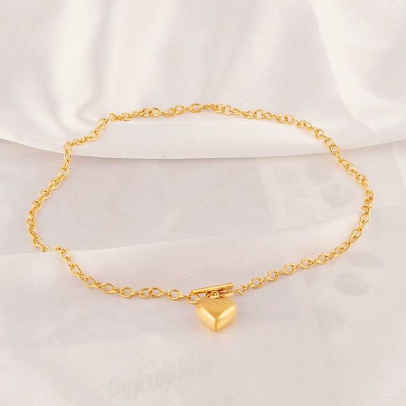 Fragrance Jewelry Titanium Steel Ushaped Heart Clavicle Necklace With Electroplating
