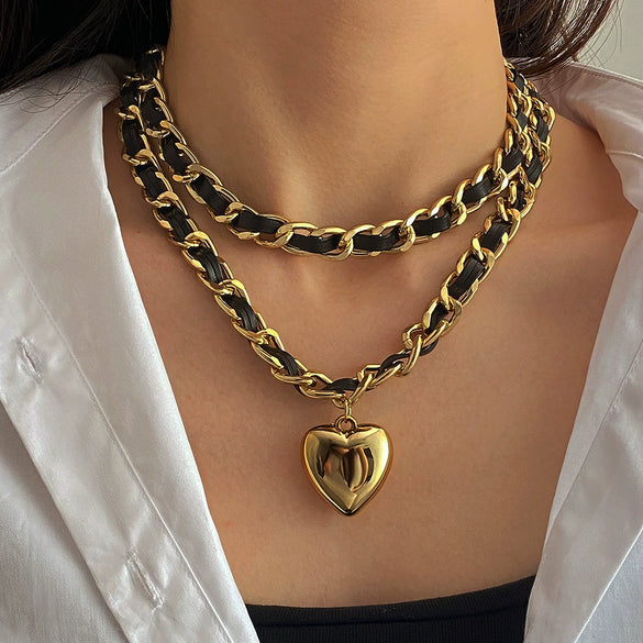 Fragrance Necklace Alloy Velvet Bamboo Chain Heart Shape Electroplating For Women