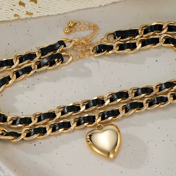 Fragrance Necklace Alloy Velvet Bamboo Chain Heart Shape Electroplating For Women