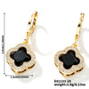 Fragrant Fourleaf Clover Earrings Copper Zircon Glass Geometric Fashion Electroplating