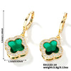 Fragrant Fourleaf Clover Earrings Copper Zircon Glass Geometric Fashion Electroplating