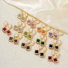 Fragrant Fourleaf Clover Earrings Copper Zircon Glass Geometric Fashion Electroplating
