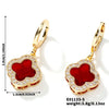 Fragrant Fourleaf Clover Earrings Copper Zircon Glass Geometric Fashion Electroplating