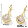 Fragrant Fourleaf Clover Earrings Copper Zircon Glass Geometric Fashion Electroplating