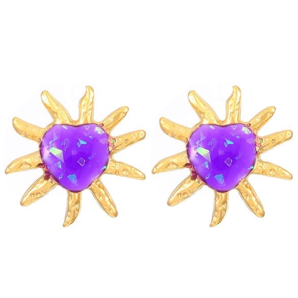 Fragrant Retro Vintage Style Stainless Steel Heart Shape Electroplated Earrings For Women