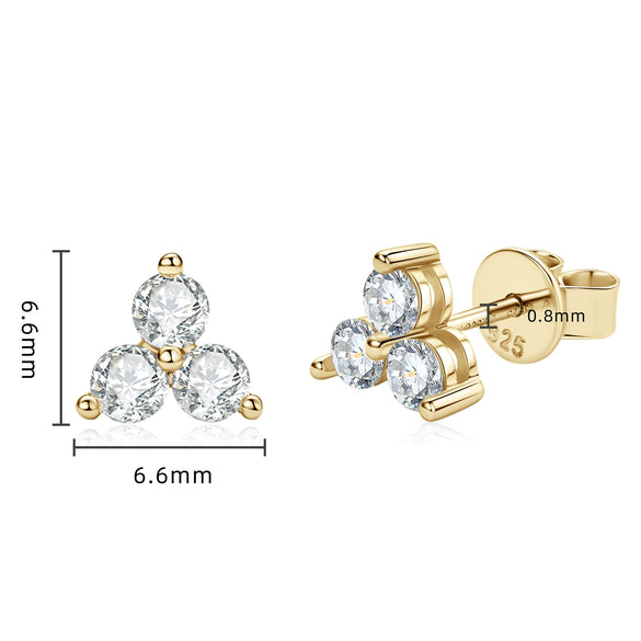Fragrant Style Classic Fourleaf Clover Women's Earrings Moissanite S925 Sterling Silver 18K Gold Plated
