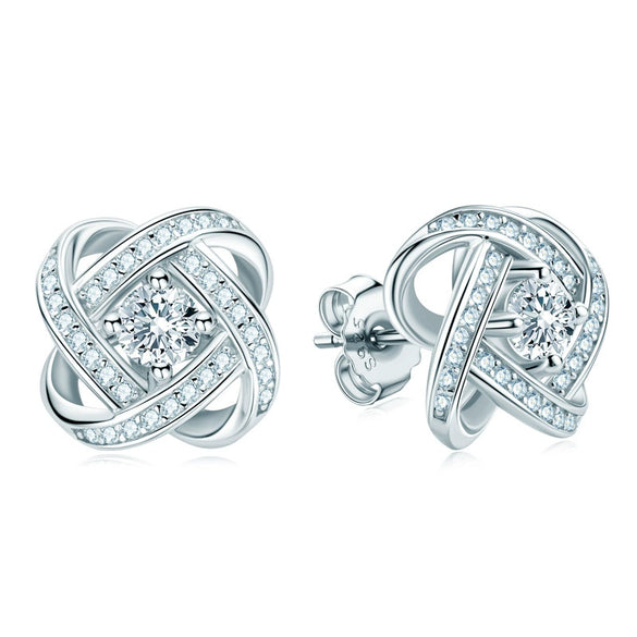 Fragrant Style Classic Fourleaf Clover Women's Earrings Moissanite S925 Sterling Silver 18K Gold Plated